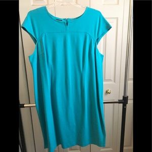 Talbots cap sleeve aqua knit dress 20w petite